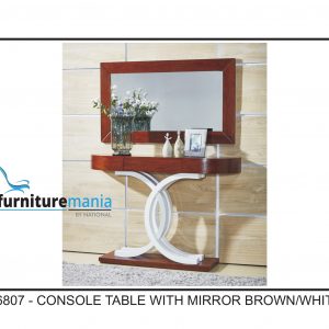 Console Table With Mirror Brown/White-96807
