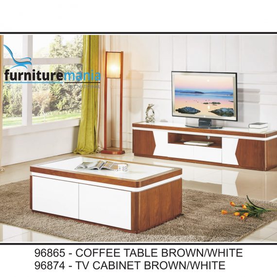 Coffee Table/TV Cabinet Brown/White-96865/96874